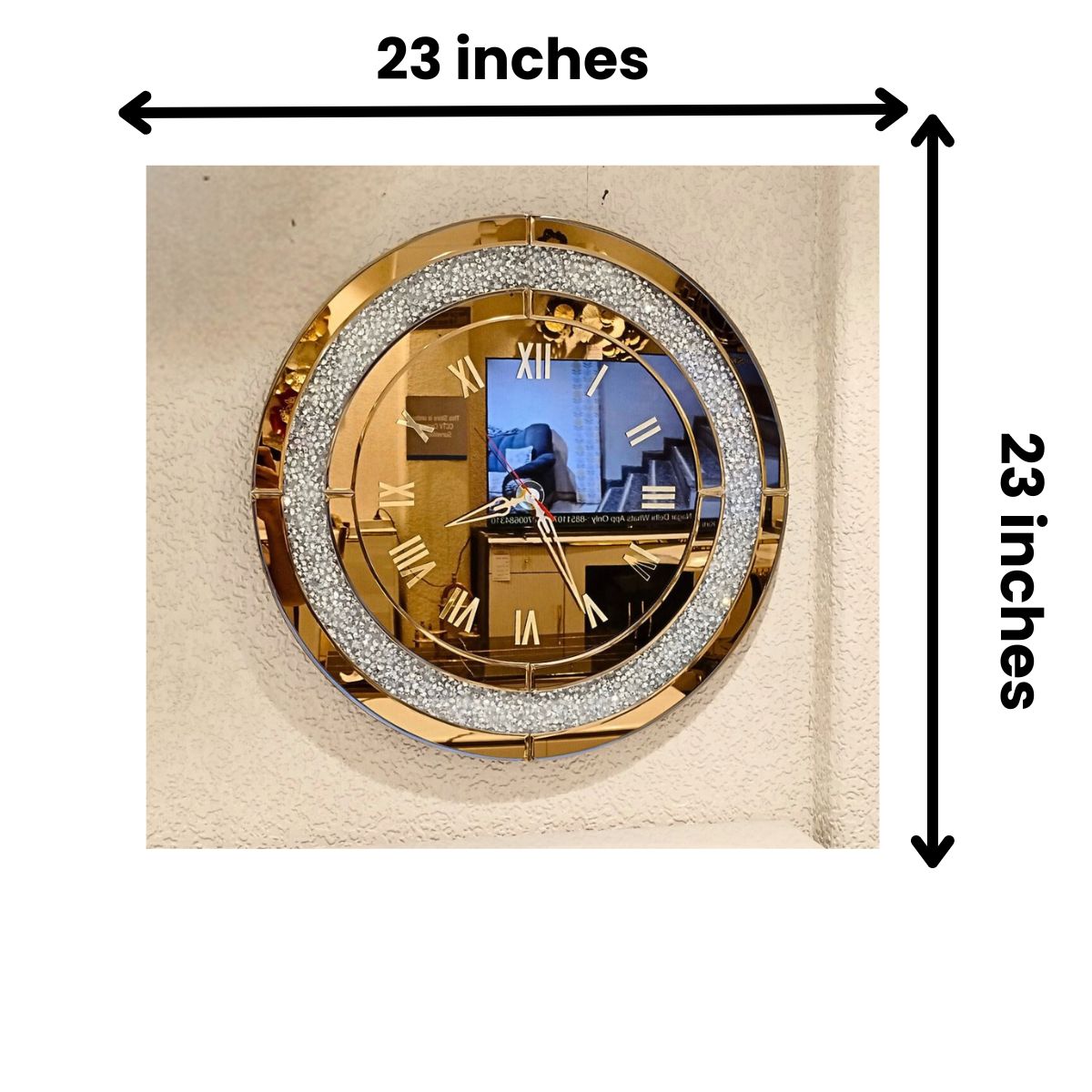 Diamond Ring Shape Round Mirror Wall Clock thumbnail